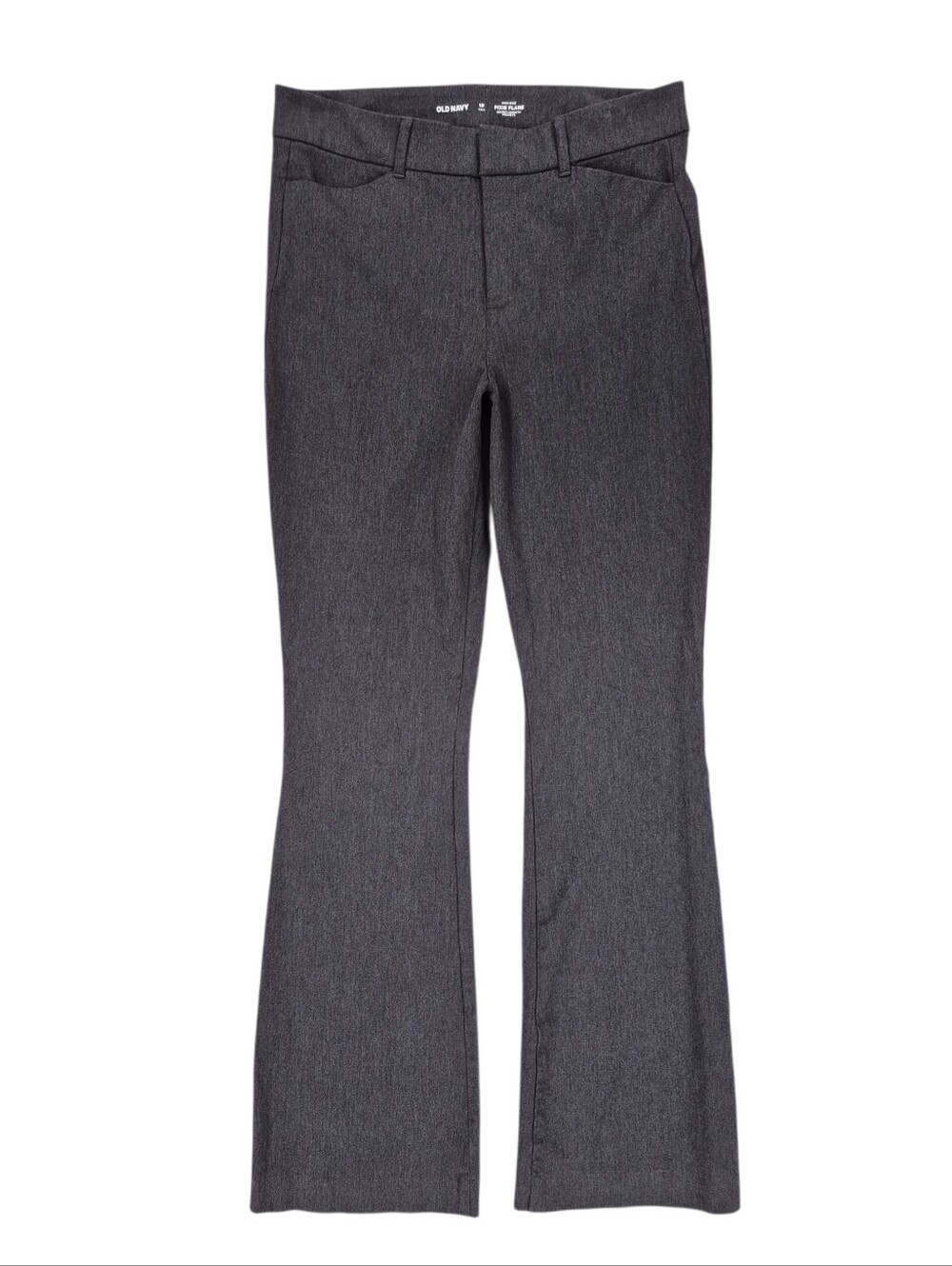 Old Navy Pixie Flare trouser women's 10T gray Dark Heather hi-rise 4-way stretch